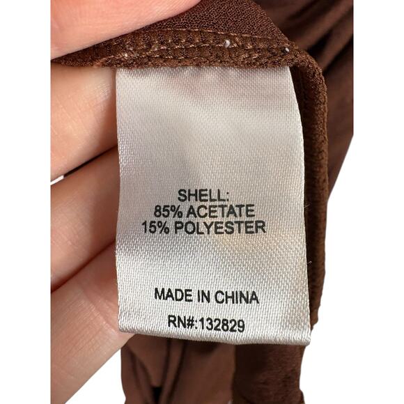 L'Academie Alma Maxi Dress Ruched Long Sleeve Formal Elegant Evening Brown Sz XS - Picture 6 of 12